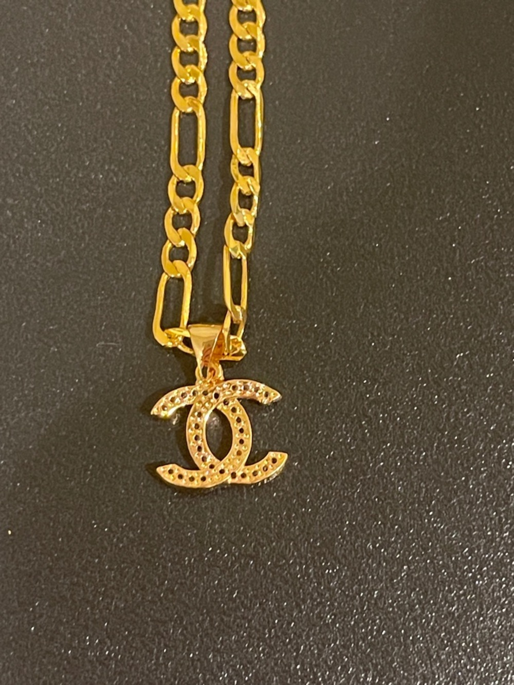 Chanel Gold-Tone Interlocking Logo Pendant And Chain Necklace - Picture 9 of 10